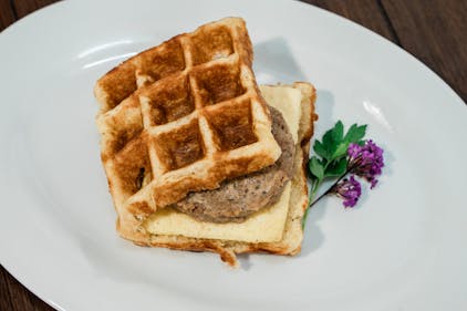 Waffle Sausage and Egg (Vegan)